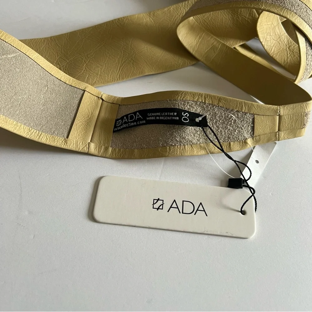 ADA LEATHER WRAP BELT PALE YELLOW OS NWT
